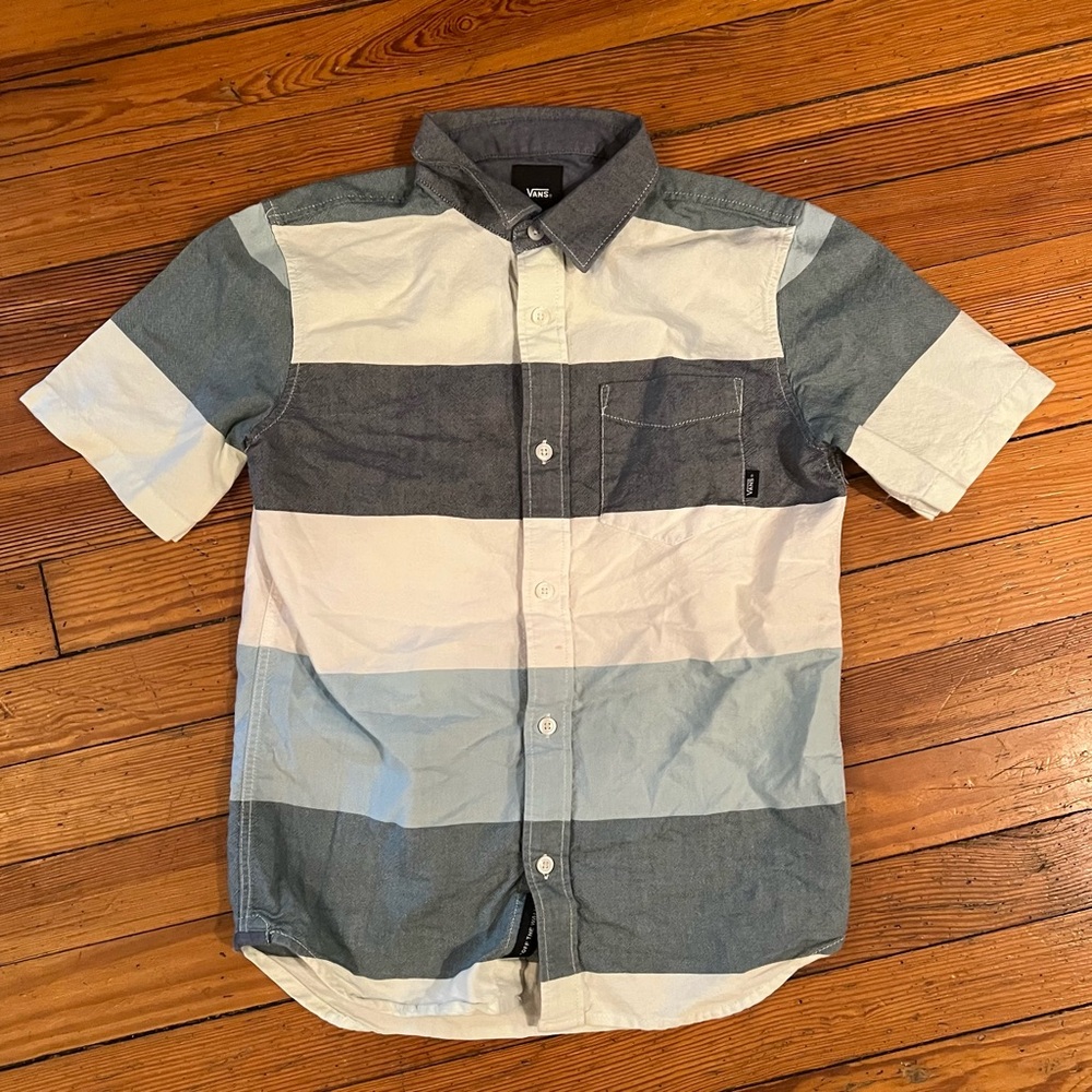 Vans Boys Blue and White Casual Button Down Shirt